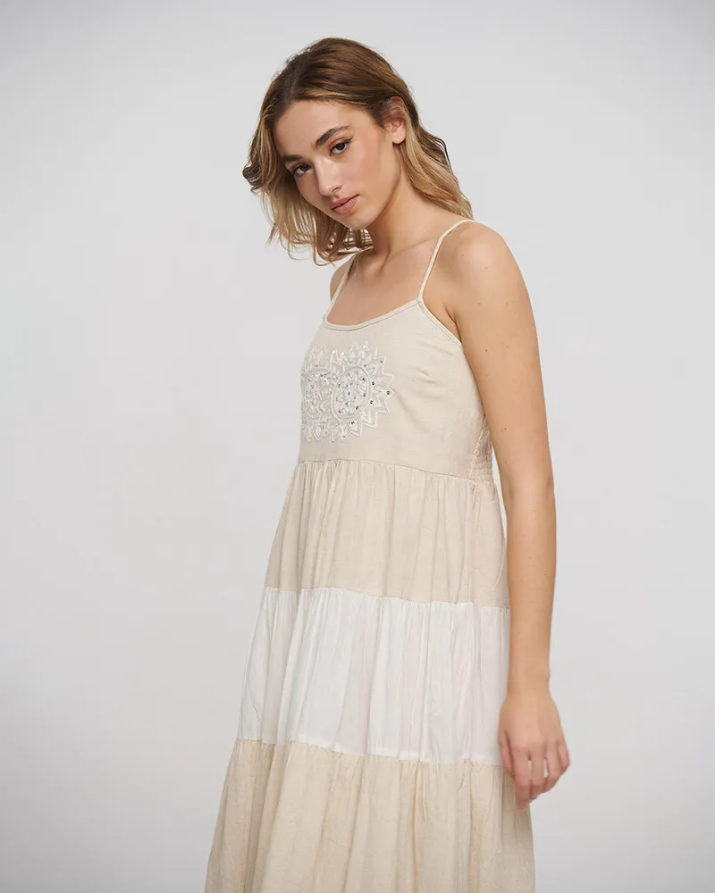 ΦΟΡΕΜΑ ΜΠΕΖ/ΛΕΥΚΟ ΜΕ ΚΕΝΤΗΤΕΣ ΛΕΠΤΟΜΕΡΕΙΕΣ ONE SIZE (100% COTTON FLEX)