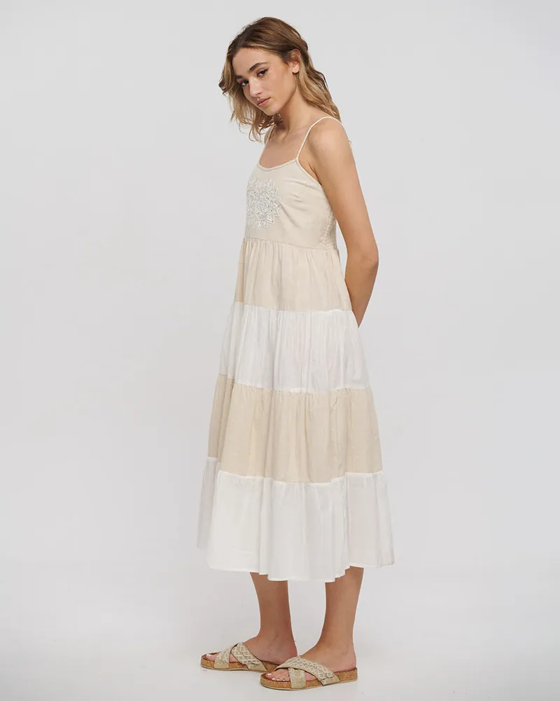 ΦΟΡΕΜΑ ΜΠΕΖ/ΛΕΥΚΟ ΜΕ ΚΕΝΤΗΤΕΣ ΛΕΠΤΟΜΕΡΕΙΕΣ ONE SIZE (100% COTTON FLEX)