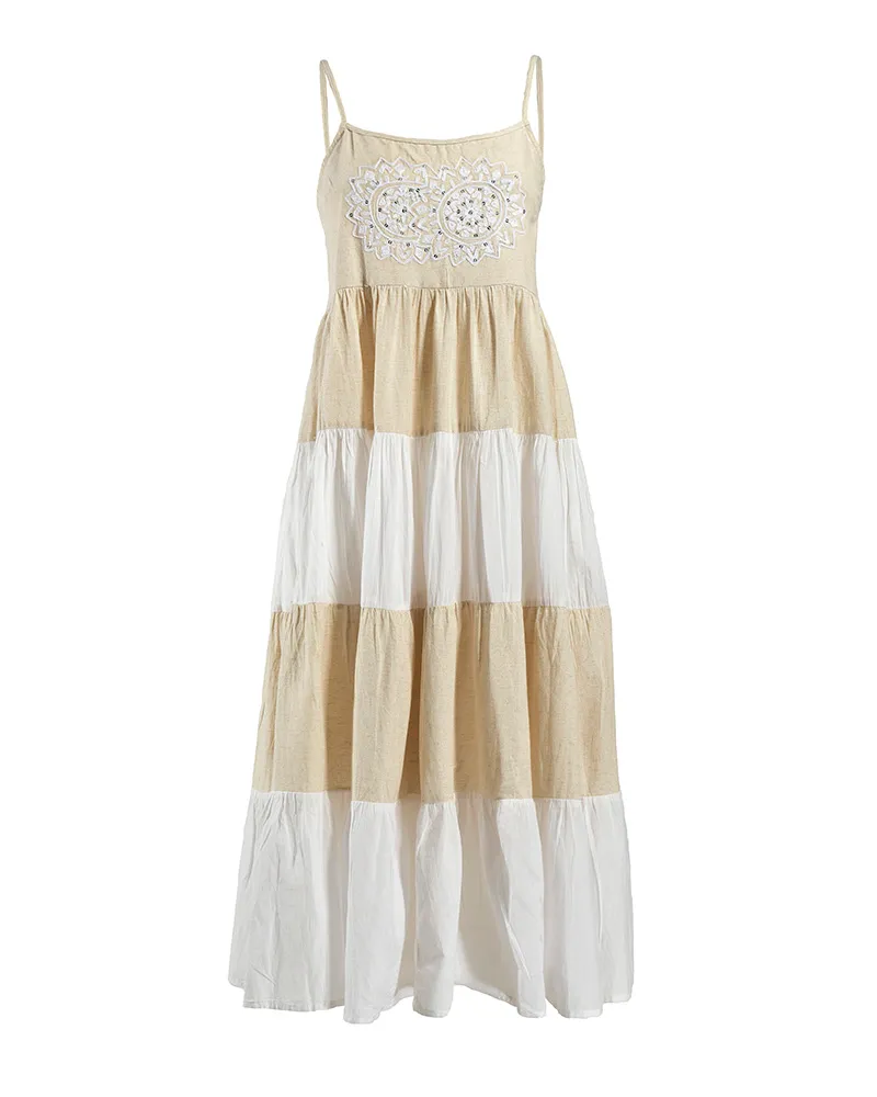 ΦΟΡΕΜΑ ΜΠΕΖ/ΛΕΥΚΟ ΜΕ ΚΕΝΤΗΤΕΣ ΛΕΠΤΟΜΕΡΕΙΕΣ ONE SIZE (100% COTTON FLEX)