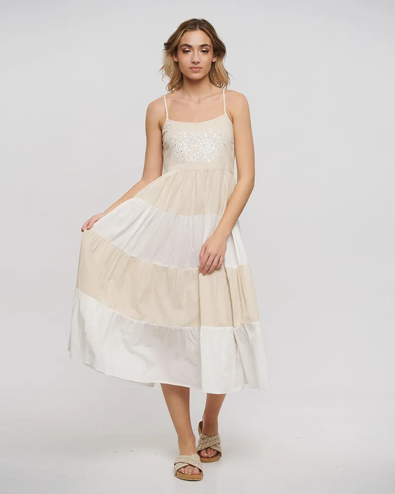 ΦΟΡΕΜΑ ΜΠΕΖ/ΛΕΥΚΟ ΜΕ ΚΕΝΤΗΤΕΣ ΛΕΠΤΟΜΕΡΕΙΕΣ ONE SIZE (100% COTTON FLEX)