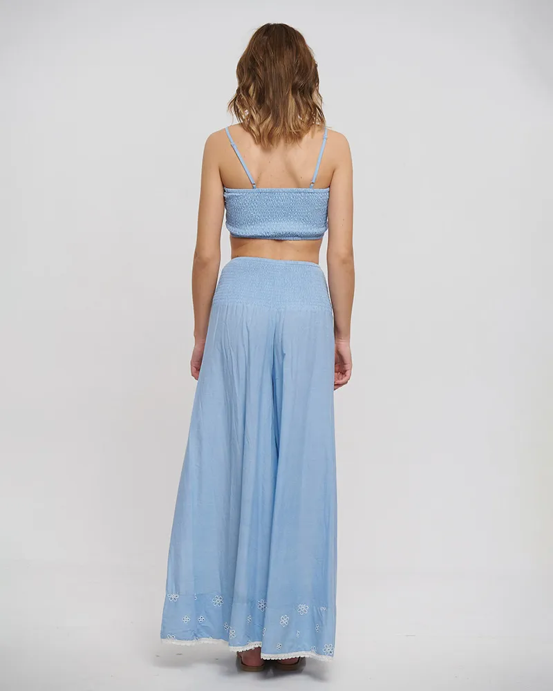 S/2 ΤΟΠ ΚΑΙ ΦΟΥΣΤΑ ΓΑΛΑΖΙΟ ΜΕ ΚΙΠΟΥΡ ΛΕΠΤΟΜΕΡΕΙΕΣ ONE SIZE (100% COTTON FLEX)