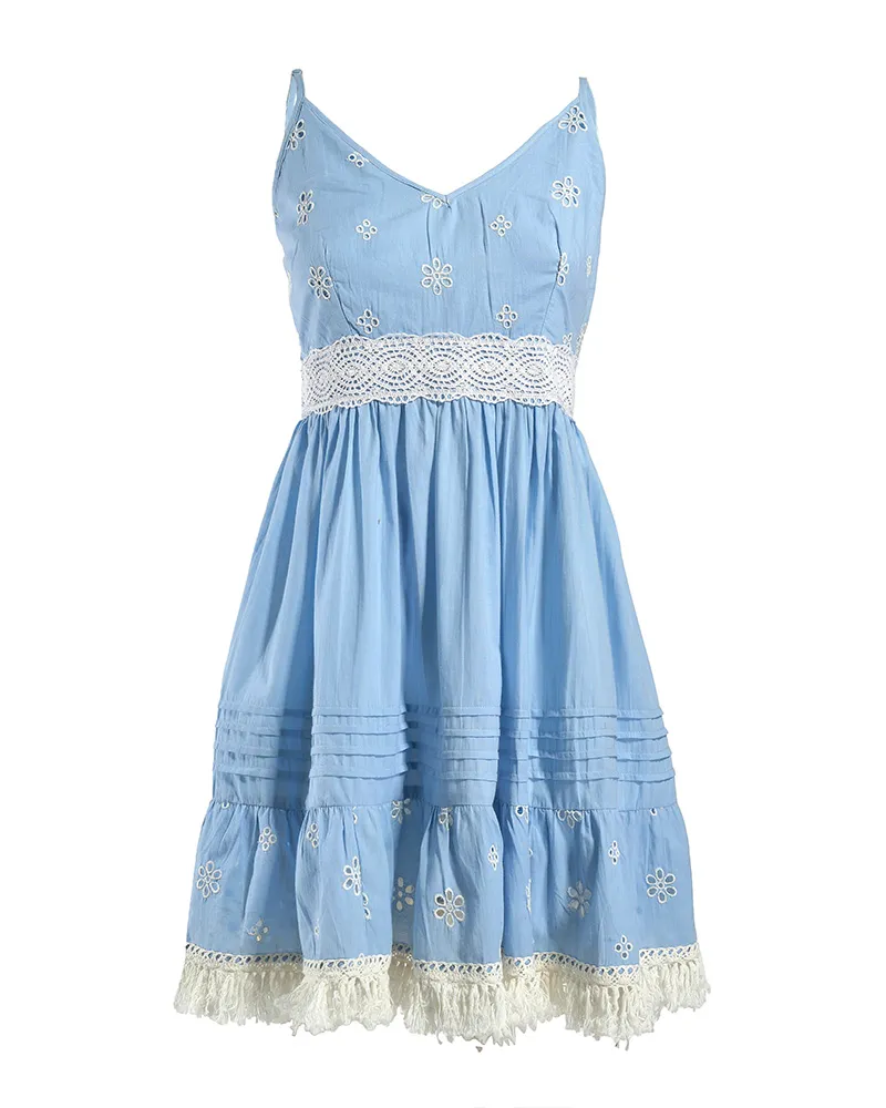 ΦΟΡΕΜΑ ΚΟΝΤΟ ΑΜΑΝΙΚΟ ΓΑΛΑΖΙΟ ΜΕ ΚΙΠΟΥΡ ΛΕΠΤΟΜΕΡΕΙΕΣ ONE SIZE (100% COTTON FLEX)