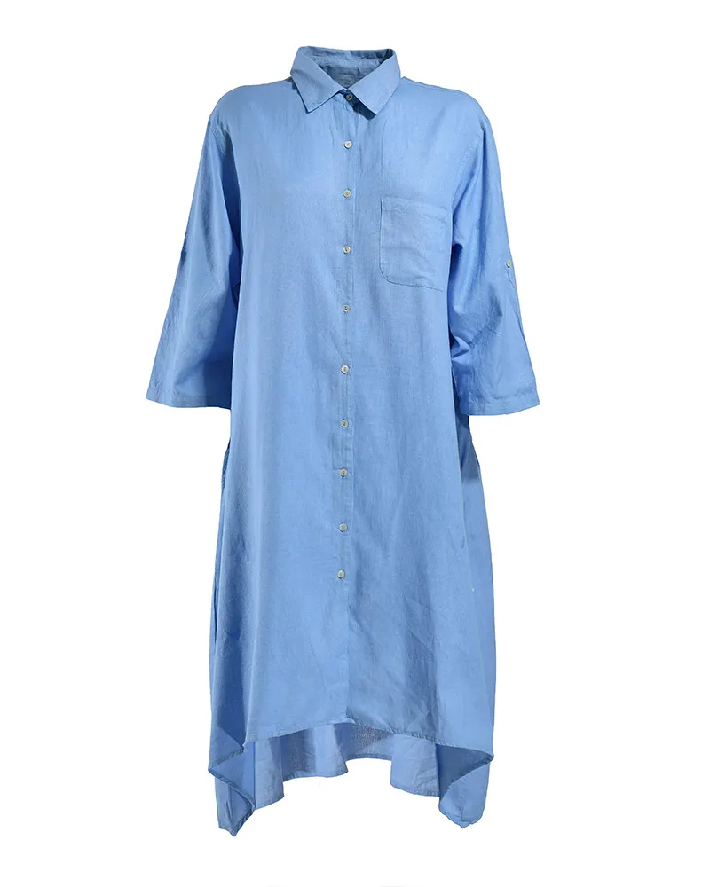 ΠΟΥΚΑΜΙΣΑ ΜΑΚΡΙΑ ΜΠΛΕ ΜΕ ΚΟΥΜΠΙΑ ONE SIZE (100% COTTON) ΠΟΥΚΑΜΙΣΑ ΜΑΚΡΙΑ ΜΠΛΕ ΜΕ ΚΟΥΜΠΙΑ ONE SIZE (100% COTTON)