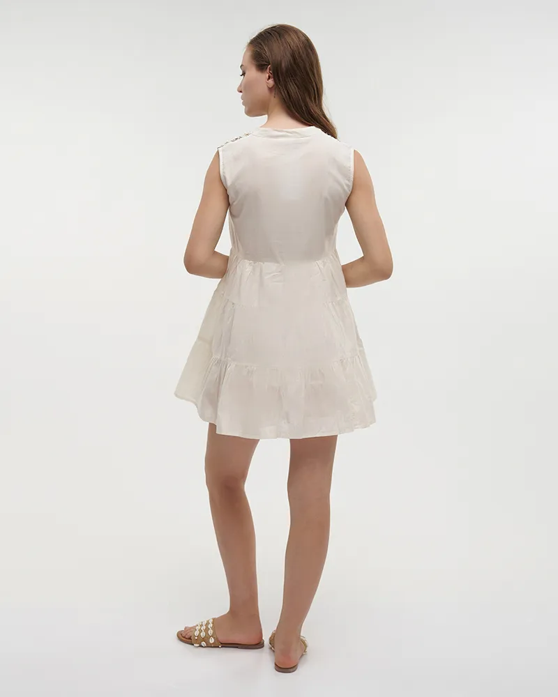 ΦΟΡΕΜΑ ΚΟΝΤΟ ΑΜΑΝΙΚΟ ΜΠΕΖ ΜΕ ΚΑΦΕ ΛΕΠΤΟΜΕΡΕΙΕΣ S/M (100% COTTON) ΦΟΡΕΜΑ ΚΟΝΤΟ ΑΜΑΝΙΚΟ ΜΠΕΖ ΜΕ ΚΑΦΕ ΛΕΠΤΟΜΕΡΕΙΕΣ S/M (100% COTTON)