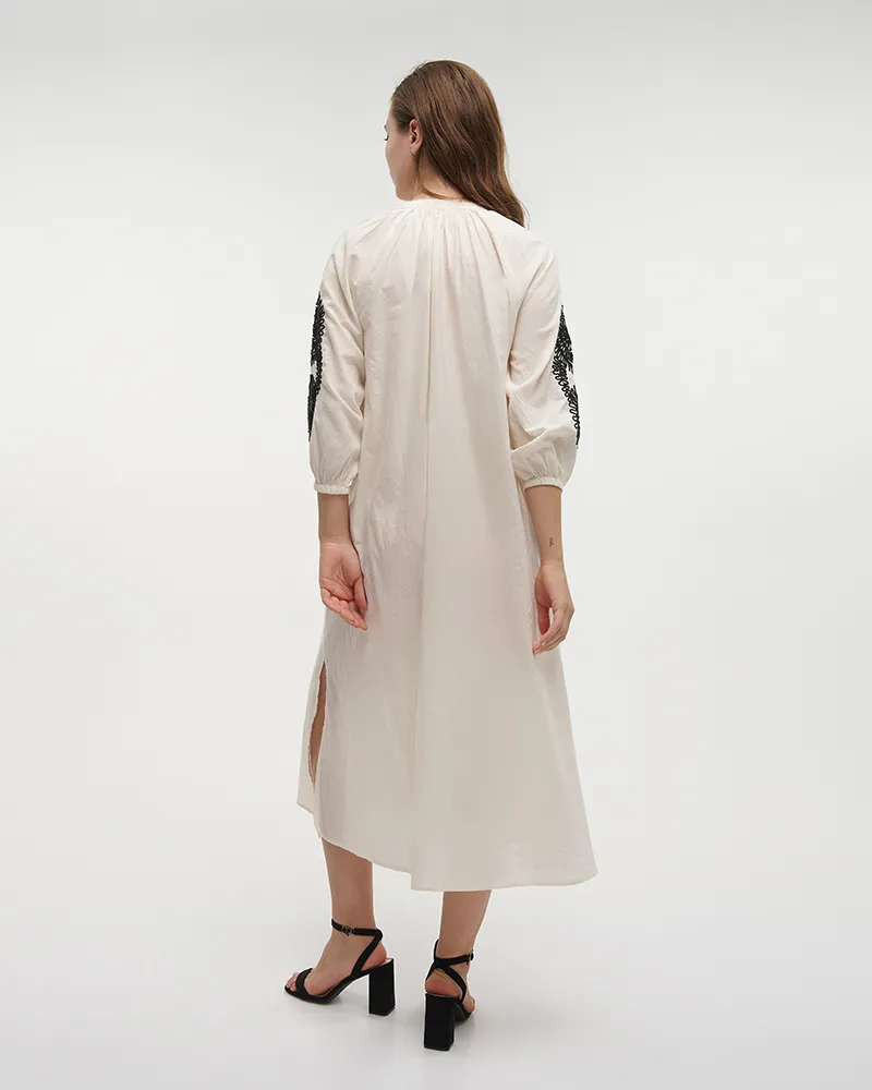 ΦΟΡΕΜΑ/ΚΑΦΤΑΝΙ ΜΑΚΡΥ ΕΚΡΟΥ ΜΕ ΜΑΥΡΕΣ ΚΕΝΤΗΤΕΣ ΛΕΠΤΟΜΕΡΕΙΕΣ S/M (100% COTTON) ΦΟΡΕΜΑ/ΚΑΦΤΑΝΙ ΜΑΚΡΥ ΕΚΡΟΥ ΜΕ ΜΑΥΡΕΣ ΚΕΝΤΗΤΕΣ ΛΕΠΤΟΜΕΡΕΙΕΣ S/M (100% COTTON)