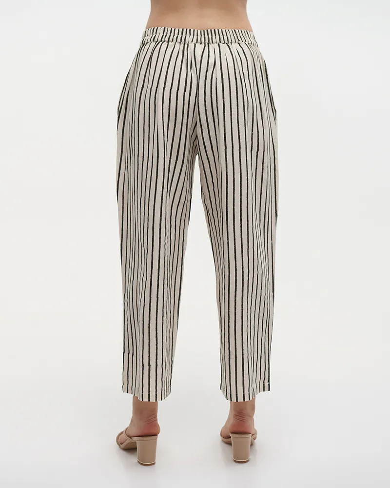 ΠΑΝΤΕΛΟΝΑ ΣΕ ΕΚΡΟΥ ΧΡΩΜΑ ΜΕ ΜΑΥΡΕΣ ΡΙΓΕΣ S/M (100%COTTON FLEX LINEN) ΠΑΝΤΕΛΟΝΑ ΣΕ ΕΚΡΟΥ ΧΡΩΜΑ ΜΕ ΜΑΥΡΕΣ ΡΙΓΕΣ S/M (100%COTTON FLEX LINEN)