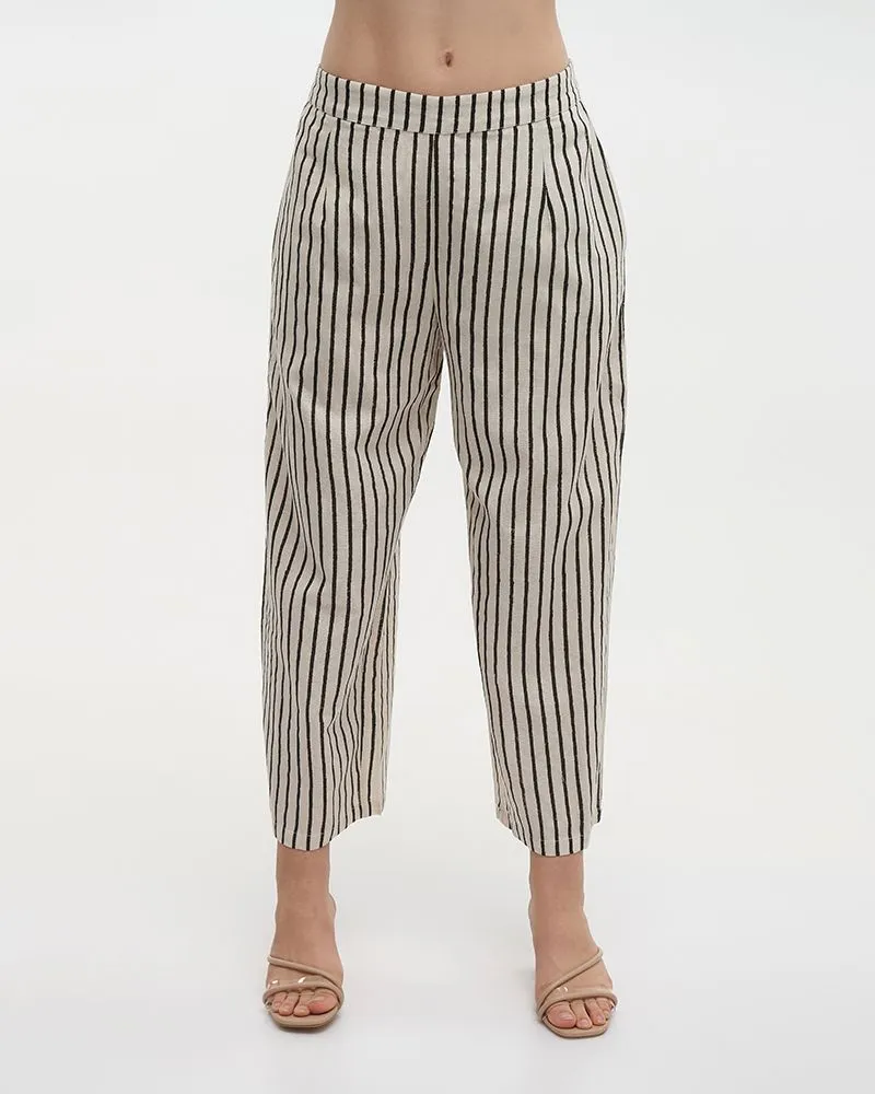 ΠΑΝΤΕΛΟΝΑ ΣΕ ΕΚΡΟΥ ΧΡΩΜΑ ΜΕ ΜΑΥΡΕΣ ΡΙΓΕΣ S/M (100%COTTON FLEX LINEN) ΠΑΝΤΕΛΟΝΑ ΣΕ ΕΚΡΟΥ ΧΡΩΜΑ ΜΕ ΜΑΥΡΕΣ ΡΙΓΕΣ S/M (100%COTTON FLEX LINEN)