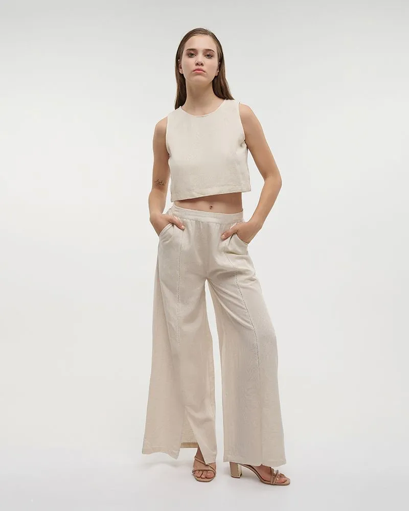 ΤΟΠ ΚΟΝΤΟ ΑΜΑΝΙΚΟ ΣΕ ΕΚΡΟΥ ΧΡΩΜΑ S/M (100% COTTON FLEX LINEN)