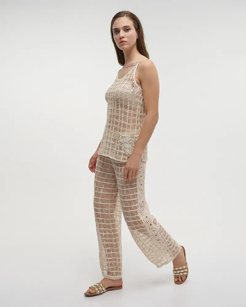 ΤΟΠ ΑΜΑΝΙΚΟ ΕΚΡΟΥ ΔΙΑΤΡΗΤΟ S/M (100% COTTON ΝΕΤ)