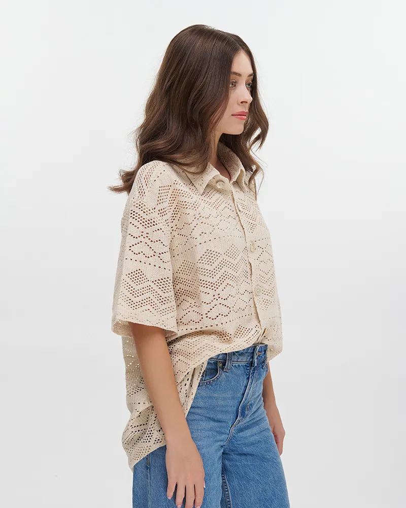 ΠΟΥΚΑΜΙΣΟ ΕΚΡΟΥ ΔΙΑΤΡΗΤΟ L/XL (100% COTTON ΝΕΤ)