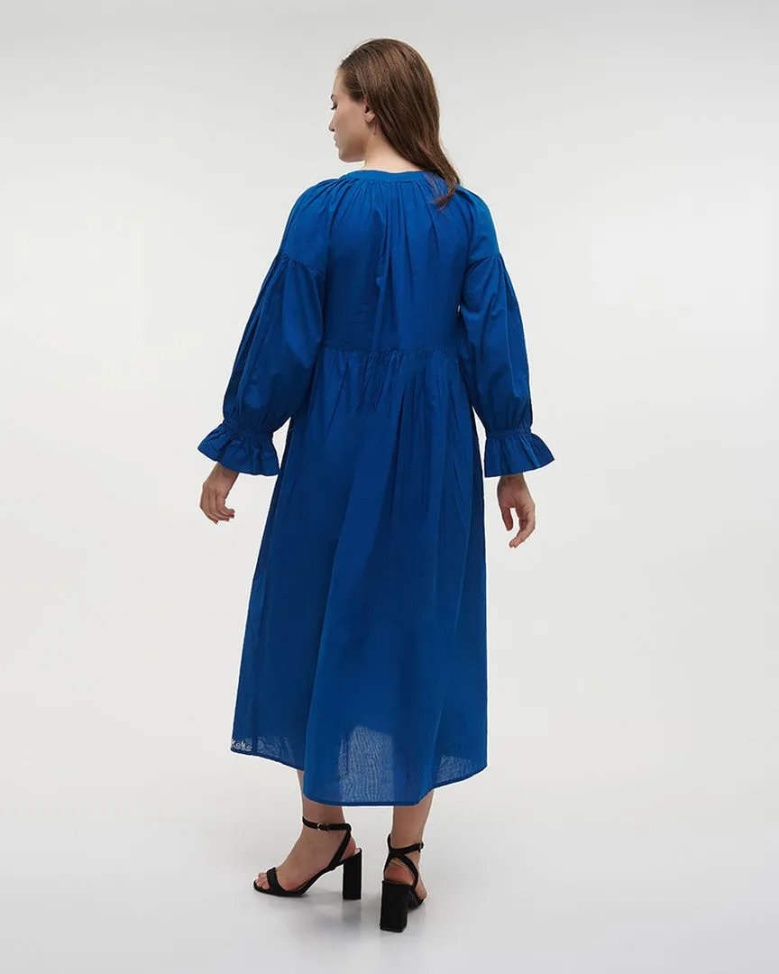 ΦΟΡΕΜΑ ΜΑΚΡΥ ΜΕ ΜΑΚΡΥ ΜΑΝΙΚΙ ΜΠΛΕ ΜΕ ΛΕΥΚΕΣ ΛΕΠΤΟΜΕΡΕΙΕΣ M/L (100% COTTON) ΦΟΡΕΜΑ ΜΑΚΡΥ ΜΕ ΜΑΚΡΥ ΜΑΝΙΚΙ ΜΠΛΕ ΜΕ ΛΕΥΚΕΣ ΛΕΠΤΟΜΕΡΕΙΕΣ M/L (100% COTTON)