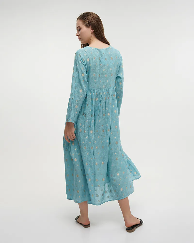 ΦΟΡΕΜΑ ΓΑΛΑΖΙΟ ΜΕ ΑΣΗΜΙ LUREX L/XL (100% COTTON)