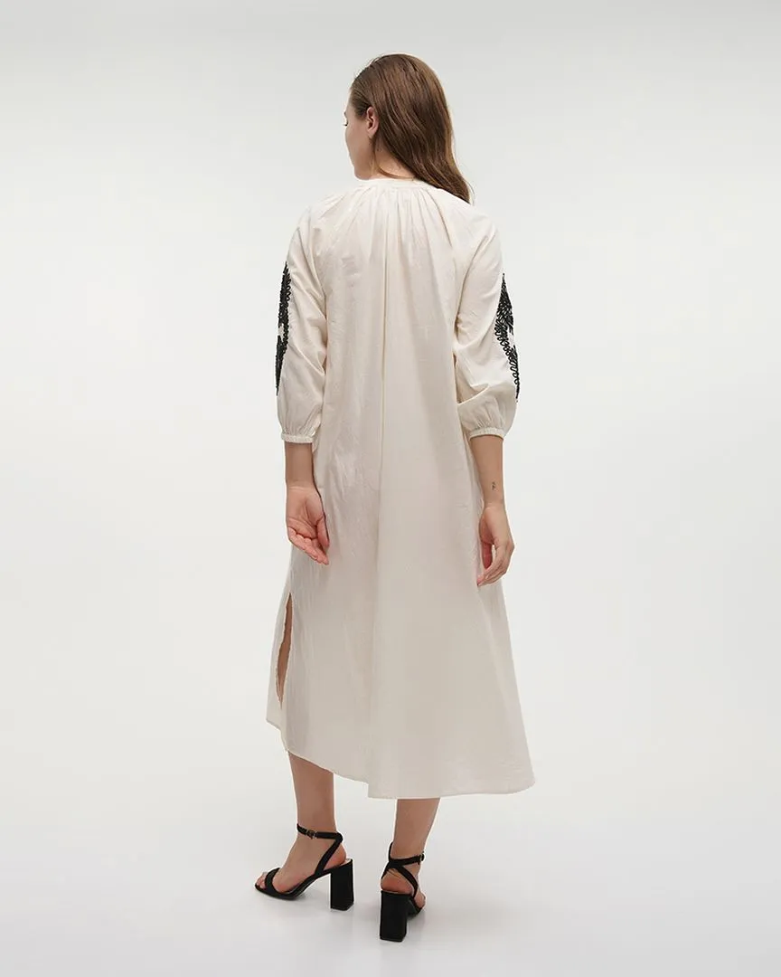 ΦΟΡΕΜΑ/ΚΑΦΤΑΝΙ ΜΑΚΡΥ ΕΚΡΟΥ ΜΕ ΜΑΥΡΕΣ ΚΕΝΤΗΤΕΣ ΛΕΠΤΟΜΕΡΕΙΕΣ M/L (100% COTTON) ΦΟΡΕΜΑ/ΚΑΦΤΑΝΙ ΜΑΚΡΥ ΕΚΡΟΥ ΜΕ ΜΑΥΡΕΣ ΚΕΝΤΗΤΕΣ ΛΕΠΤΟΜΕΡΕΙΕΣ M/L (100% COTTON)