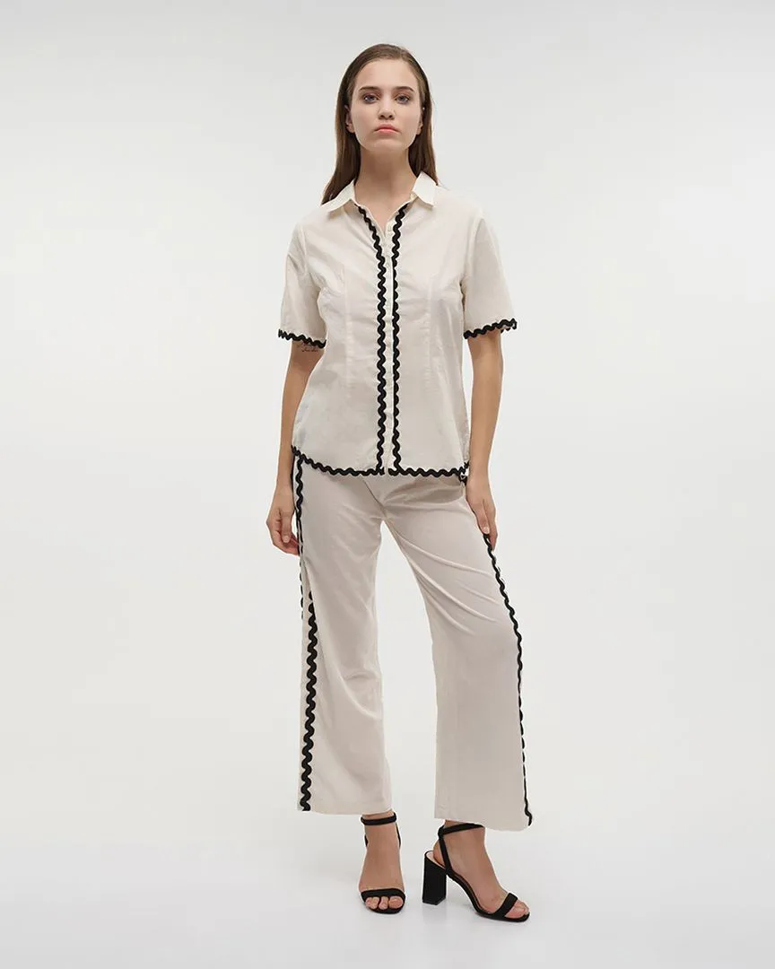 S/2 ΠΟΥΚΑΜΙΣΟ ΚΑΙ ΠΑΝΤΕΛΟΝΑ ΕΚΡΟΥ ΜΕ ΜΑΥΡΕΣ ΚΕΝΤΗΤΕΣ ΛΕΠΤΟΜΕΡΕΙΕΣ M/L (100% COTTON)