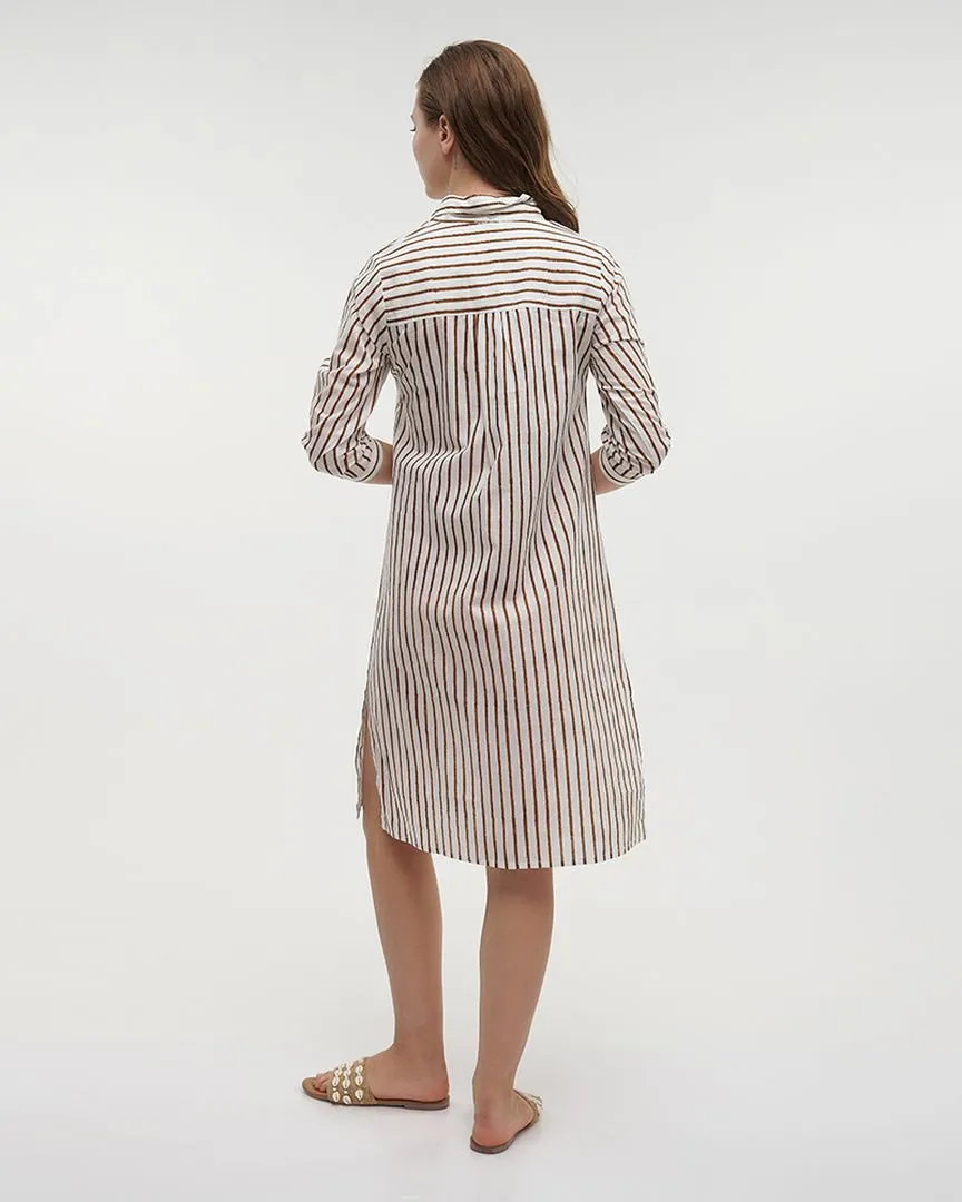 ΠΟΥΚΑΜΙΣΑ ΛΕΥΚΗ ΜΕ ΚΑΦΕ ΡΙΓΕΣ M/L (100% COTTON)