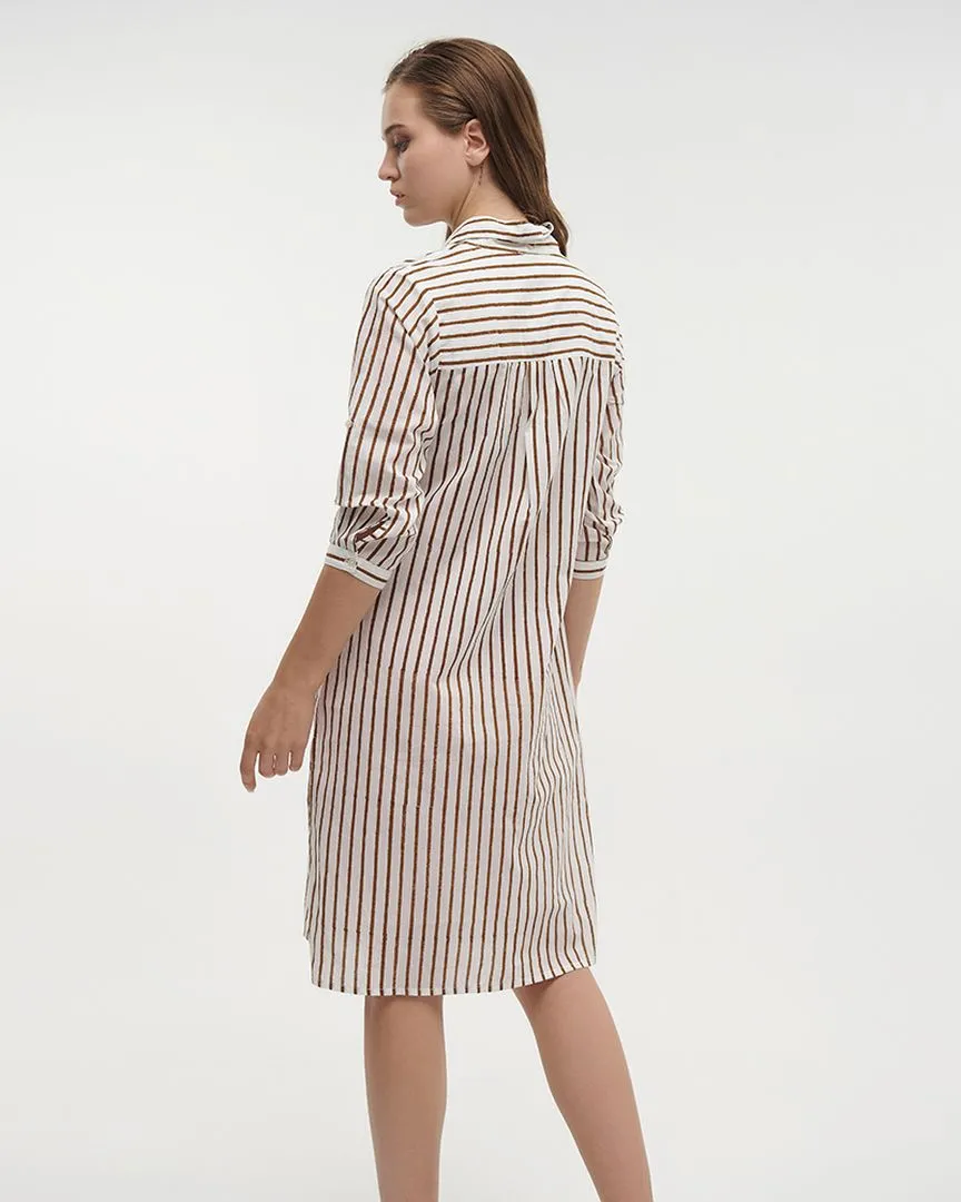 ΠΟΥΚΑΜΙΣΑ ΛΕΥΚΗ ΜΕ ΚΑΦΕ ΡΙΓΕΣ M/L (100% COTTON)