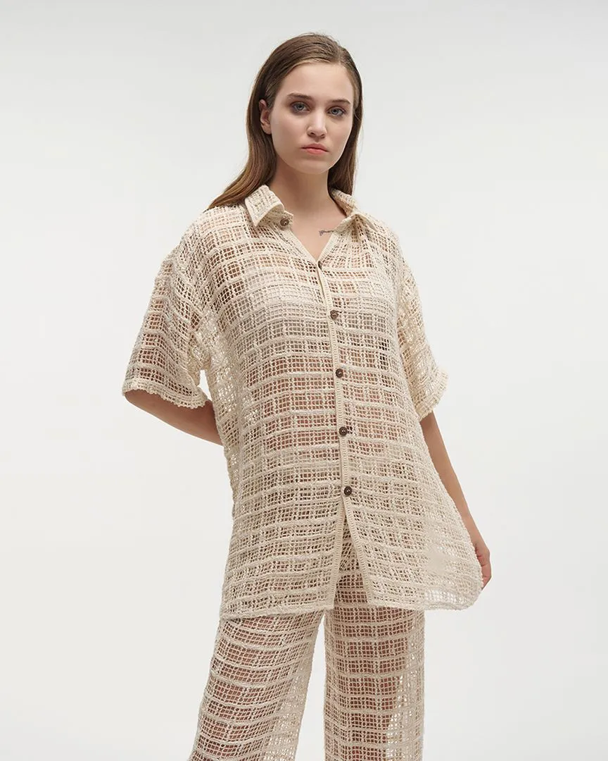 ΠΟΥΚΑΜΙΣΟ ΕΚΡΟΥ ΔΙΑΤΡΗΤΟ L/XL (100% COTTON ΝΕΤ)