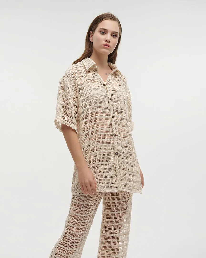 ΠΟΥΚΑΜΙΣΟ ΕΚΡΟΥ ΔΙΑΤΡΗΤΟ L/XL (100% COTTON ΝΕΤ)