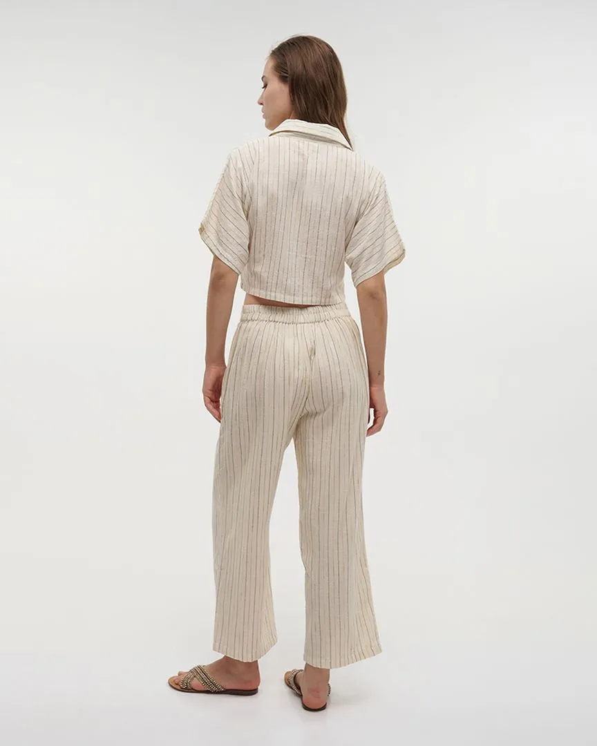 ΠΟΥΚΑΜΙΣΟ ΚΟΝΤΟ ΣΕ ΜΠΕΖ ΧΡΩΜΑ ΜΕ ΡΙΓΕΣ M/L (100% COTTON)