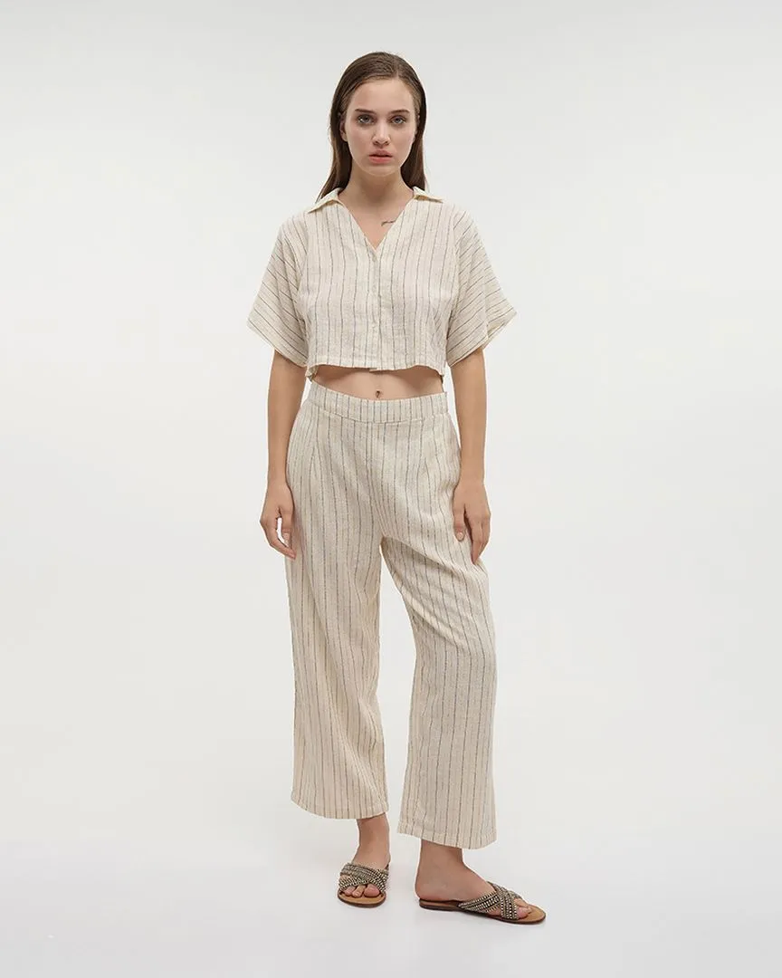 ΠΟΥΚΑΜΙΣΟ ΚΟΝΤΟ ΣΕ ΜΠΕΖ ΧΡΩΜΑ ΜΕ ΡΙΓΕΣ M/L (100% COTTON)