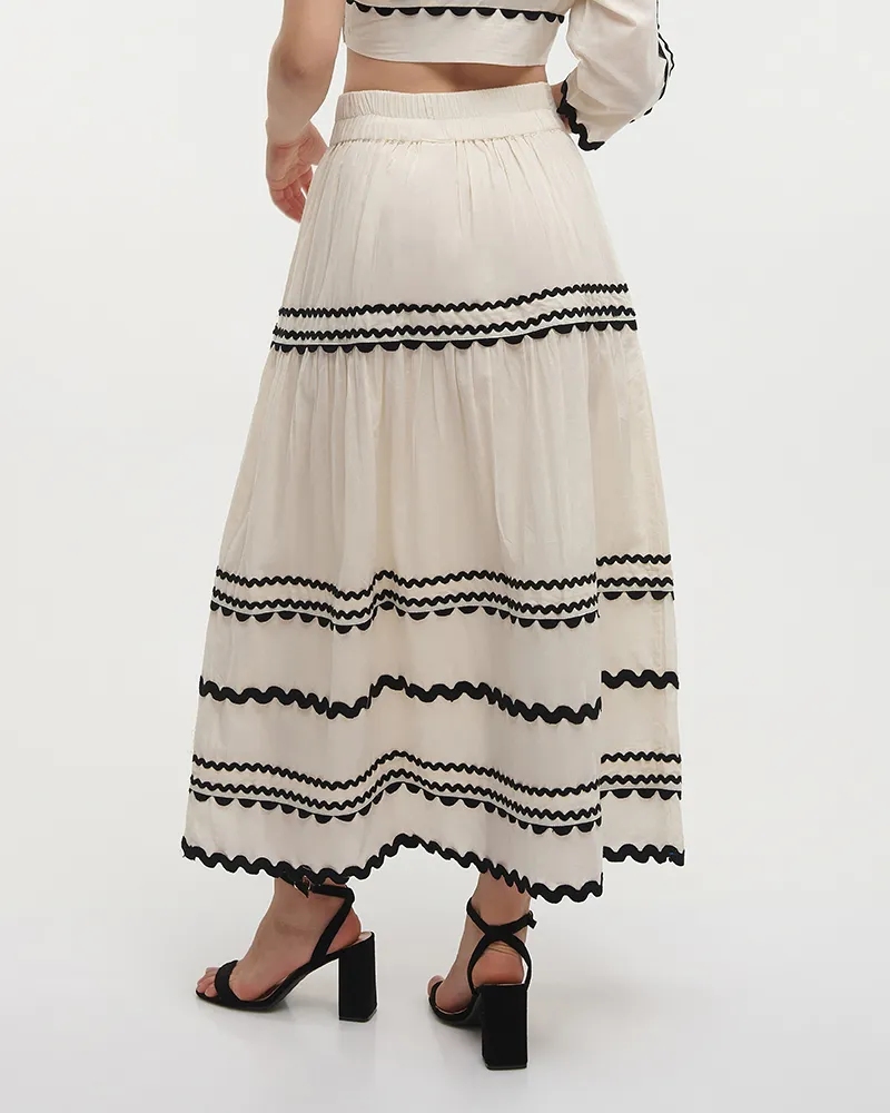 ΦΟΥΣΤΑ ΕΚΡΟΥ ΜΕ ΜΑΥΡΕΣ ΚΕΝΤΗΤΕΣ ΛΕΠΤΟΜΕΡΕΙΕΣ S/M (100% COTTON)