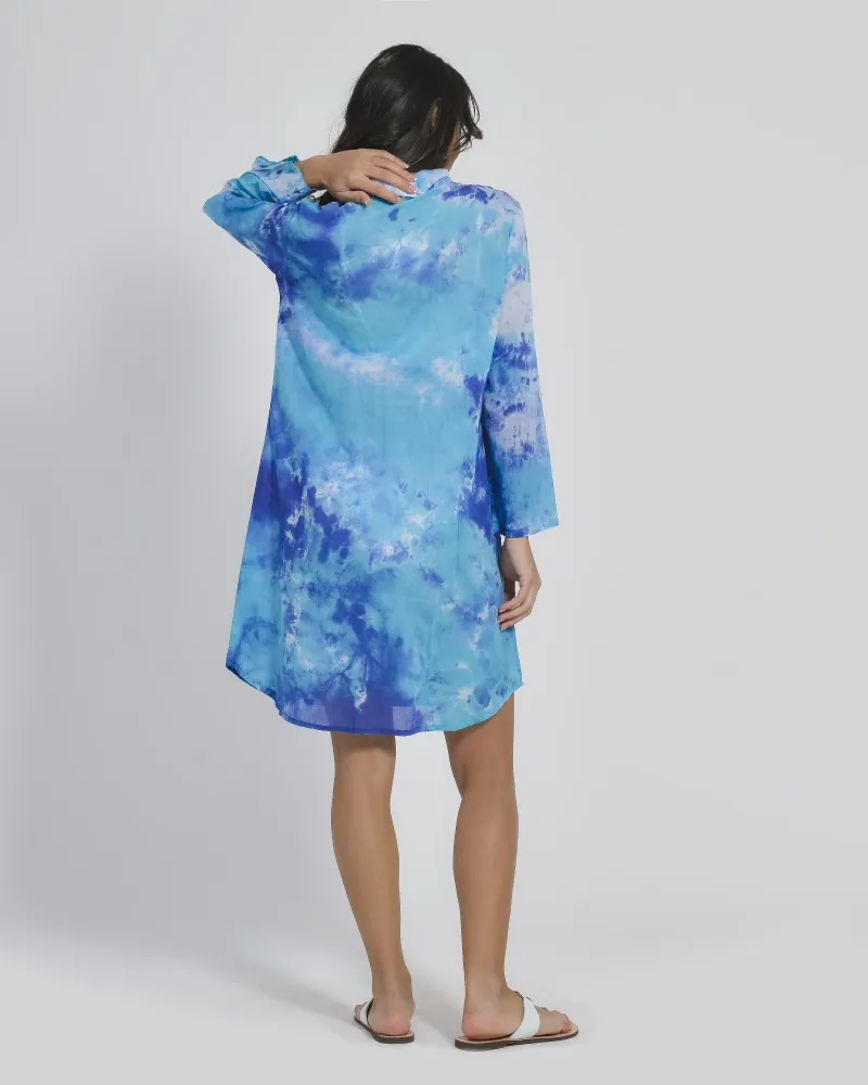 ΠΟΥΚΑΜΙΣΑ ΛΕΥΚΟ/ΜΠΛΕ TIE DYE ONE SIZE (100 % COTTON)