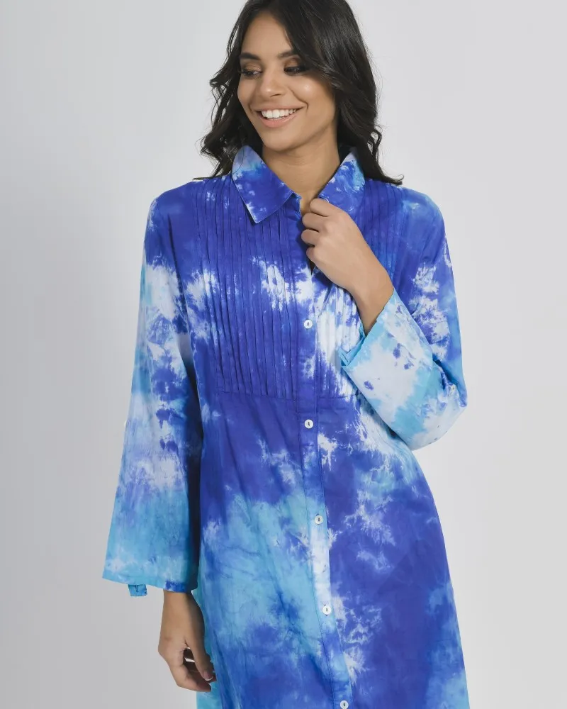 ΠΟΥΚΑΜΙΣΑ ΛΕΥΚΟ/ΜΠΛΕ TIE DYE ONE SIZE (100 % COTTON)