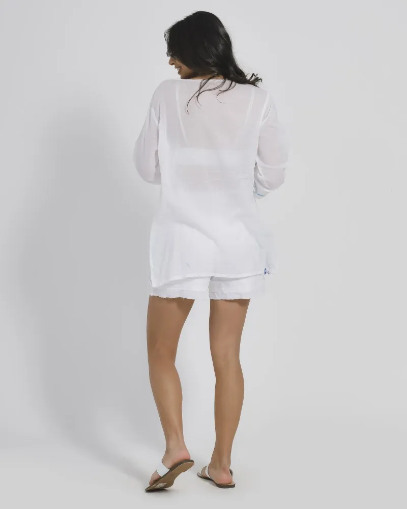 ΚΑΦΤΑΝΙ/TUNIC ΛΕΥΚΟ ΜΕ ΑΝΑΓΛΥΦΑ ΜΠΛΕ ΣΧΕΔΙΑ ONE SIZE (100 % COTTON) ΚΑΦΤΑΝΙ/TUNIC ΛΕΥΚΟ ΜΕ ΑΝΑΓΛΥΦΑ ΜΠΛΕ ΣΧΕΔΙΑ ONE SIZE (100 % COTTON)