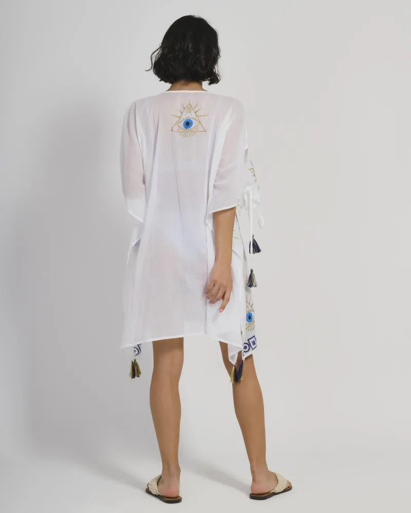 KΑΦΤΑΝΙ ΛΕΥΚO ΜΕ MATIA ONE SIZE (100% COTTON) .