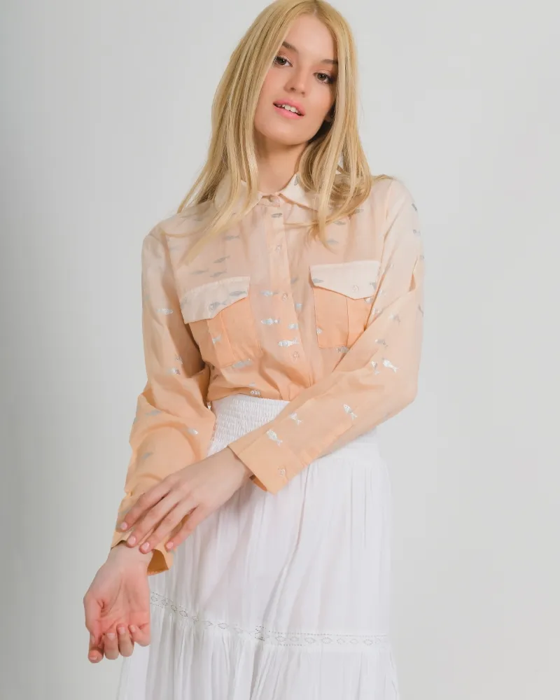 ΠΟΥΚΑΜΙΣΟ ΣΕ ΠΟΡΤΟΚΑΛΙ ΧΡΩΜΑ ΜΕ ΨΑΡΙΑ ONE SIZE (100% COTTON)