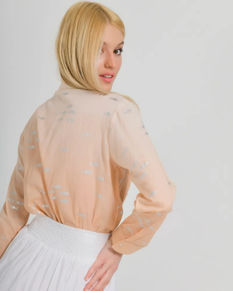 ΠΟΥΚΑΜΙΣΟ ΣΕ ΠΟΡΤΟΚΑΛΙ ΧΡΩΜΑ ΜΕ ΨΑΡΙΑ ONE SIZE (100% COTTON)