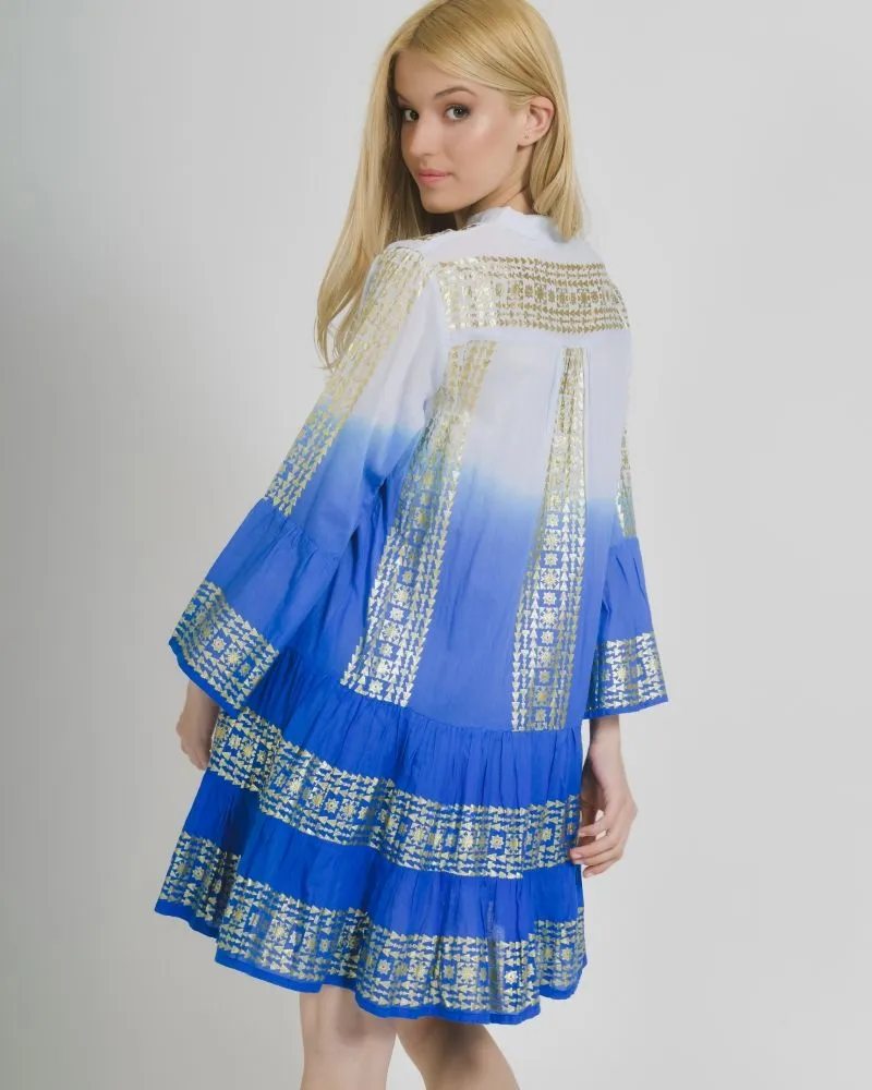 ΚΑΦΤΑΝΙ/ΦΟΡΕΜΑ ΣΕ ΜΠΛΕ ΧΡΩΜΑ ΟΜΠΡΕ ME ΧΡΥΣΕΣ ΛΕΠΤΟΜΕΡΕΙΕΣ ONE SIZE (100% COTTON)