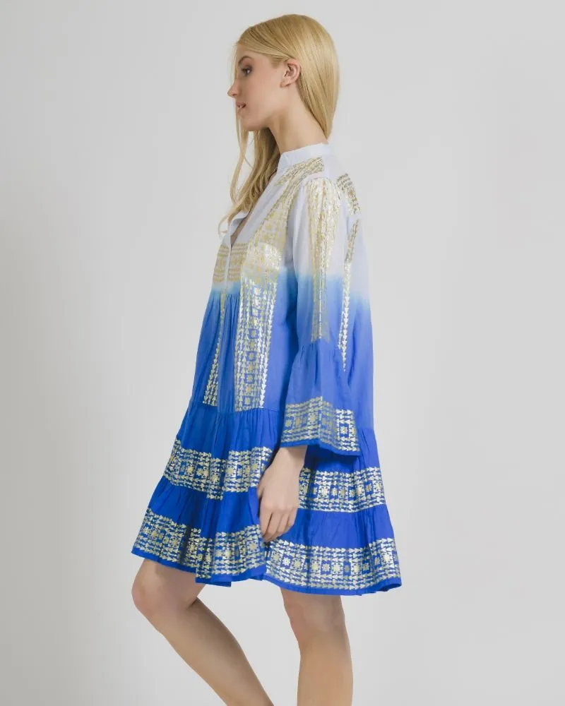 ΚΑΦΤΑΝΙ/ΦΟΡΕΜΑ ΣΕ ΜΠΛΕ ΧΡΩΜΑ ΟΜΠΡΕ ME ΧΡΥΣΕΣ ΛΕΠΤΟΜΕΡΕΙΕΣ ONE SIZE (100% COTTON)