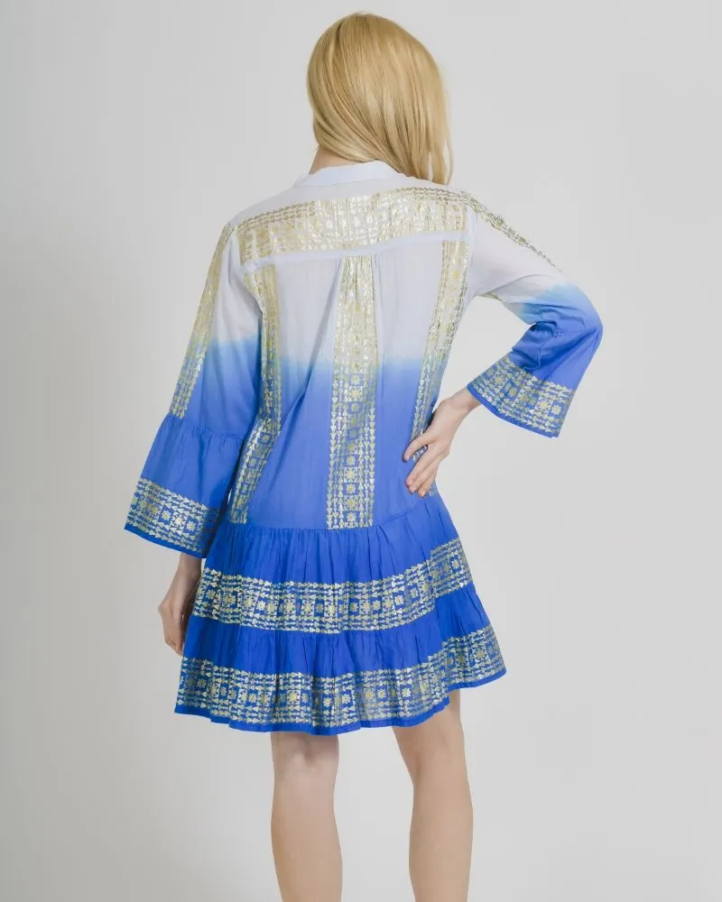 ΚΑΦΤΑΝΙ/ΦΟΡΕΜΑ ΣΕ ΜΠΛΕ ΧΡΩΜΑ ΟΜΠΡΕ ME ΧΡΥΣΕΣ ΛΕΠΤΟΜΕΡΕΙΕΣ ONE SIZE (100% COTTON)