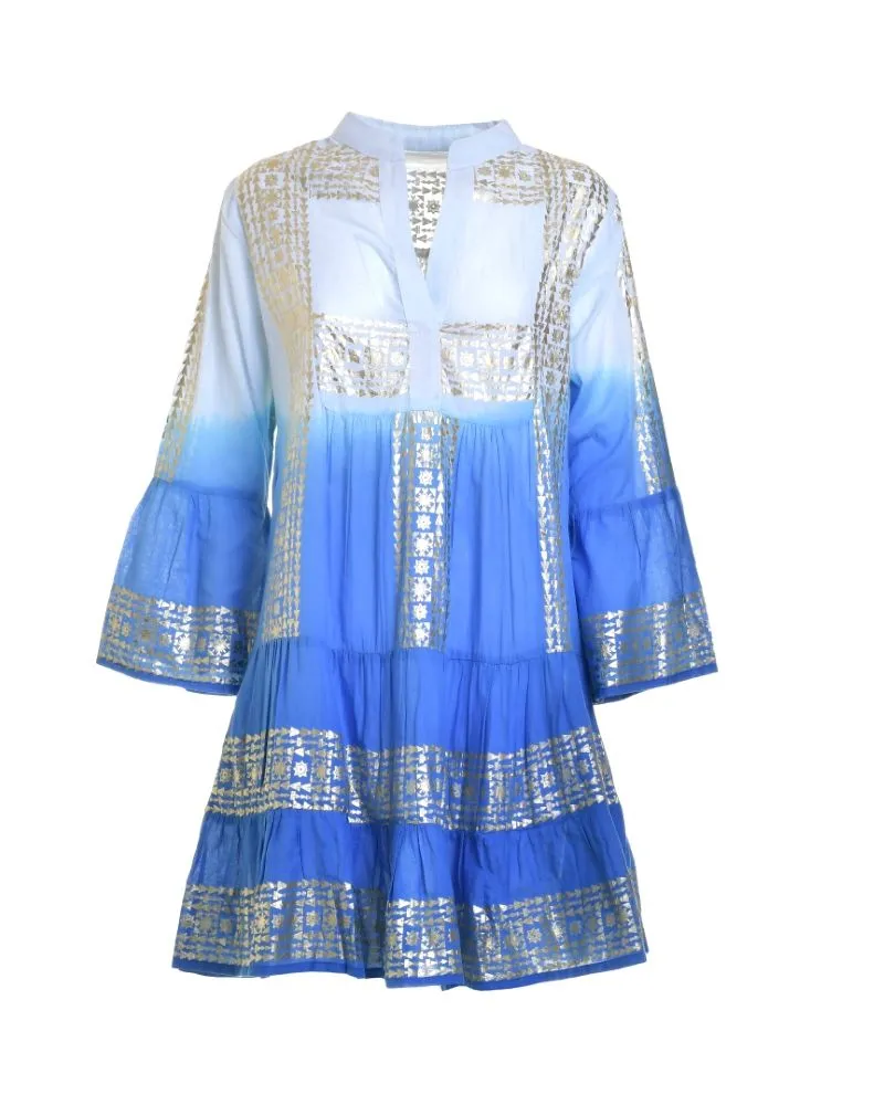 ΚΑΦΤΑΝΙ/ΦΟΡΕΜΑ ΣΕ ΜΠΛΕ ΧΡΩΜΑ ΟΜΠΡΕ ME ΧΡΥΣΕΣ ΛΕΠΤΟΜΕΡΕΙΕΣ ONE SIZE (100% COTTON)