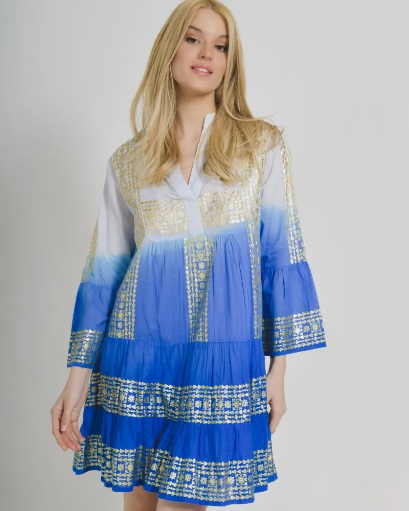 ΚΑΦΤΑΝΙ/ΦΟΡΕΜΑ ΣΕ ΜΠΛΕ ΧΡΩΜΑ ΟΜΠΡΕ ME ΧΡΥΣΕΣ ΛΕΠΤΟΜΕΡΕΙΕΣ ONE SIZE (100% COTTON)