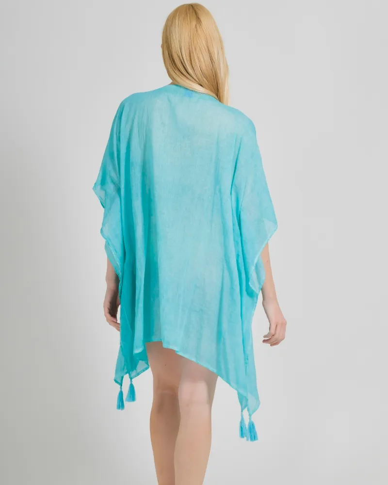 ΚΑΦΤΑΝΙ/ΦΟΡΕΜΑ ΣΕ ΤΥΡΚΟΥΑΖ ΧΡΩΜΑ ΜΕ ΜΑΤΙΑ ΜΕ ΧΑΝΤΡΕΣ ONE SIZE (100% COTTON)