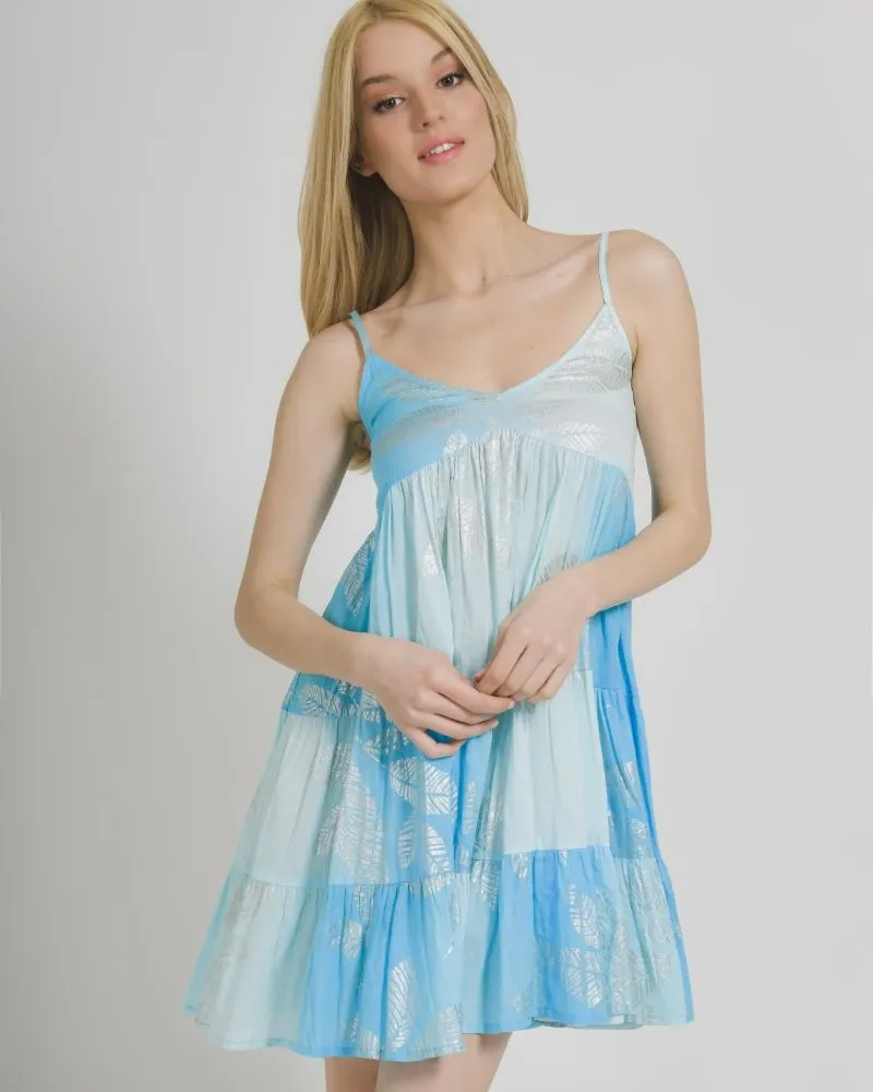 ΦΟΡΕΜΑ ΚΟΝΤΟ ΑΜΑΝΙΚΟ ΣΕ ΤΥΡΚΟΥΑΖ ΧΡΩΜΑ ΜΕ ΑΣΗΜΙ ΦΥΛΛΑ ONE SIZE (100% COTTON)