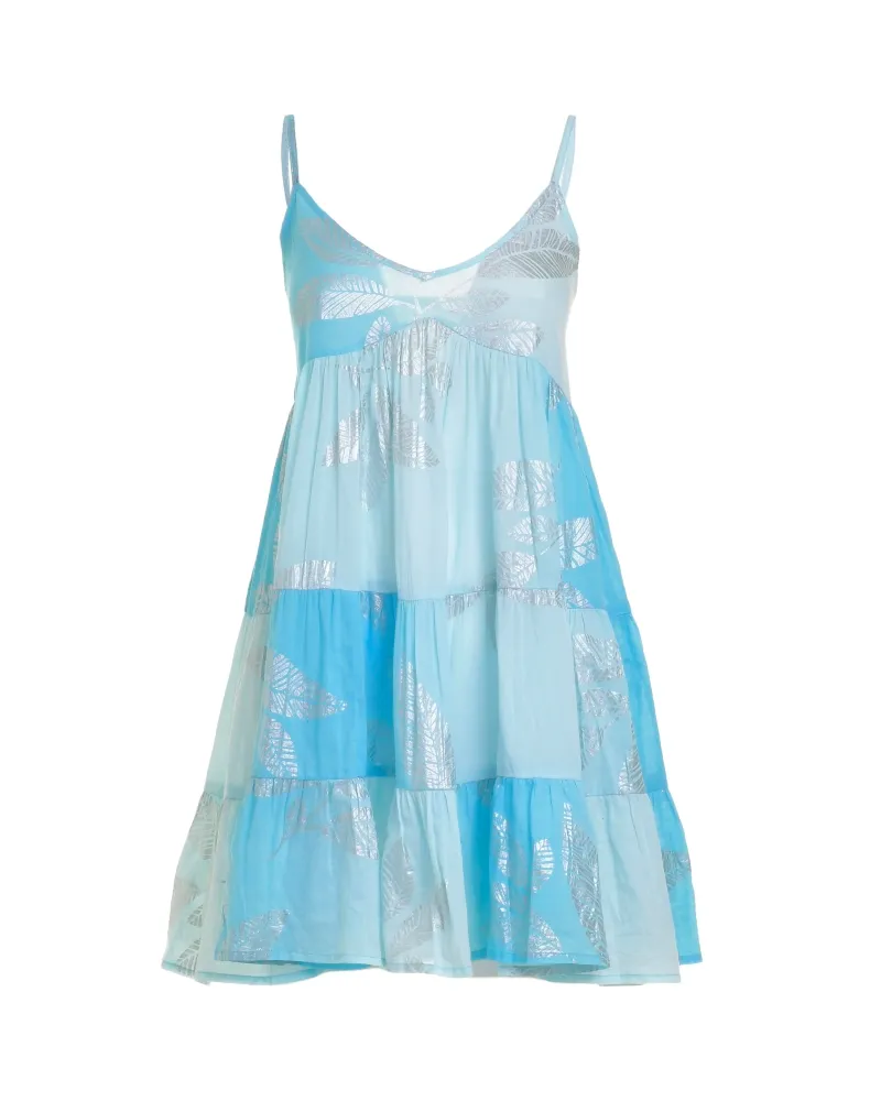 ΦΟΡΕΜΑ ΚΟΝΤΟ ΑΜΑΝΙΚΟ ΣΕ ΤΥΡΚΟΥΑΖ ΧΡΩΜΑ ΜΕ ΑΣΗΜΙ ΦΥΛΛΑ ONE SIZE (100% COTTON)