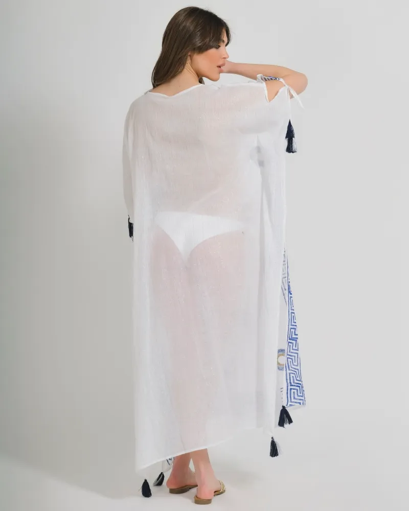 ΚΑΦΤΑΝΙ/ΦΟΡΕΜΑ ΜΑΚΡΥ ΣΕ ΛΕΥΚΟ ΧΡΩΜΑ ΜΕ ΜΑΤΙΑ ΚΑΙ LUREX ONE SIZE (100% COTTON)