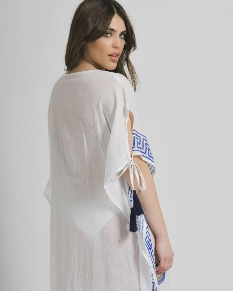 ΚΑΦΤΑΝΙ/ΦΟΡΕΜΑ ΜΑΚΡΥ ΣΕ ΛΕΥΚΟ ΧΡΩΜΑ ΜΕ ΜΑΤΙΑ ΚΑΙ LUREX ONE SIZE (100% COTTON)