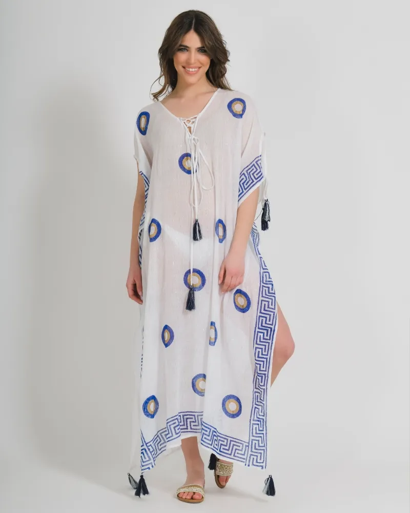 ΚΑΦΤΑΝΙ/ΦΟΡΕΜΑ ΜΑΚΡΥ ΣΕ ΛΕΥΚΟ ΧΡΩΜΑ ΜΕ ΜΑΤΙΑ ΚΑΙ LUREX ONE SIZE (100% COTTON) ΚΑΦΤΑΝΙ/ΦΟΡΕΜΑ ΜΑΚΡΥ ΣΕ ΛΕΥΚΟ ΧΡΩΜΑ ΜΕ ΜΑΤΙΑ ΚΑΙ LUREX ONE SIZE (100% COTTON)