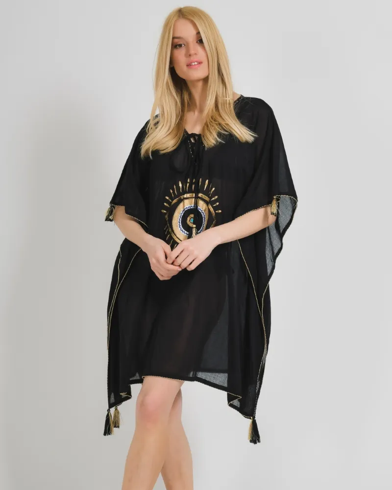 ΚΑΦΤΑΝΙ ΣΕ ΜΑΥΡΟ ΧΡΩΜΑ ΜΕ ΜΑΤΙ ONE SIZE (100% COTTON)