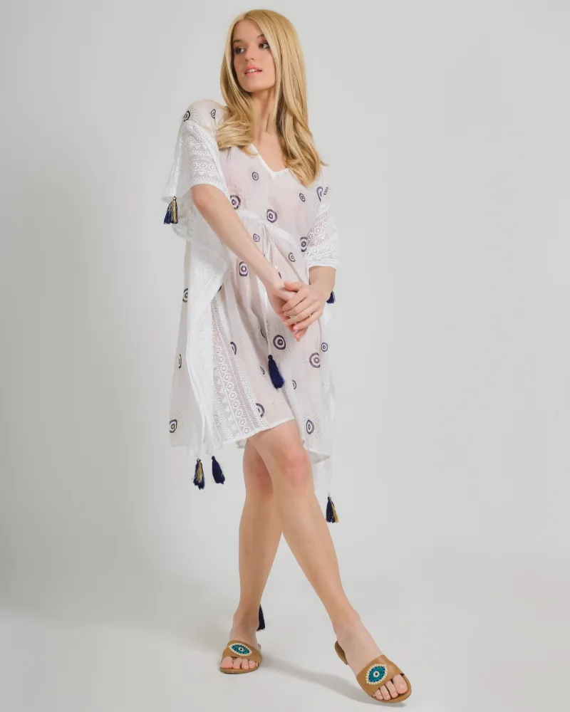 ΚΑΦΤΑΝΙ ΣΕ ΛΕΥΚΟ ΧΡΩΜΑ ΜΕ ΜΑΤΙΑ ONE SIZE (100% COTTON)