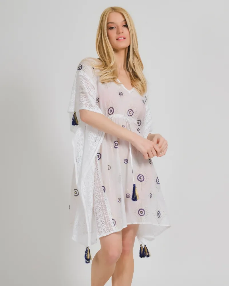 ΚΑΦΤΑΝΙ ΣΕ ΛΕΥΚΟ ΧΡΩΜΑ ΜΕ ΜΑΤΙΑ ONE SIZE (100% COTTON)