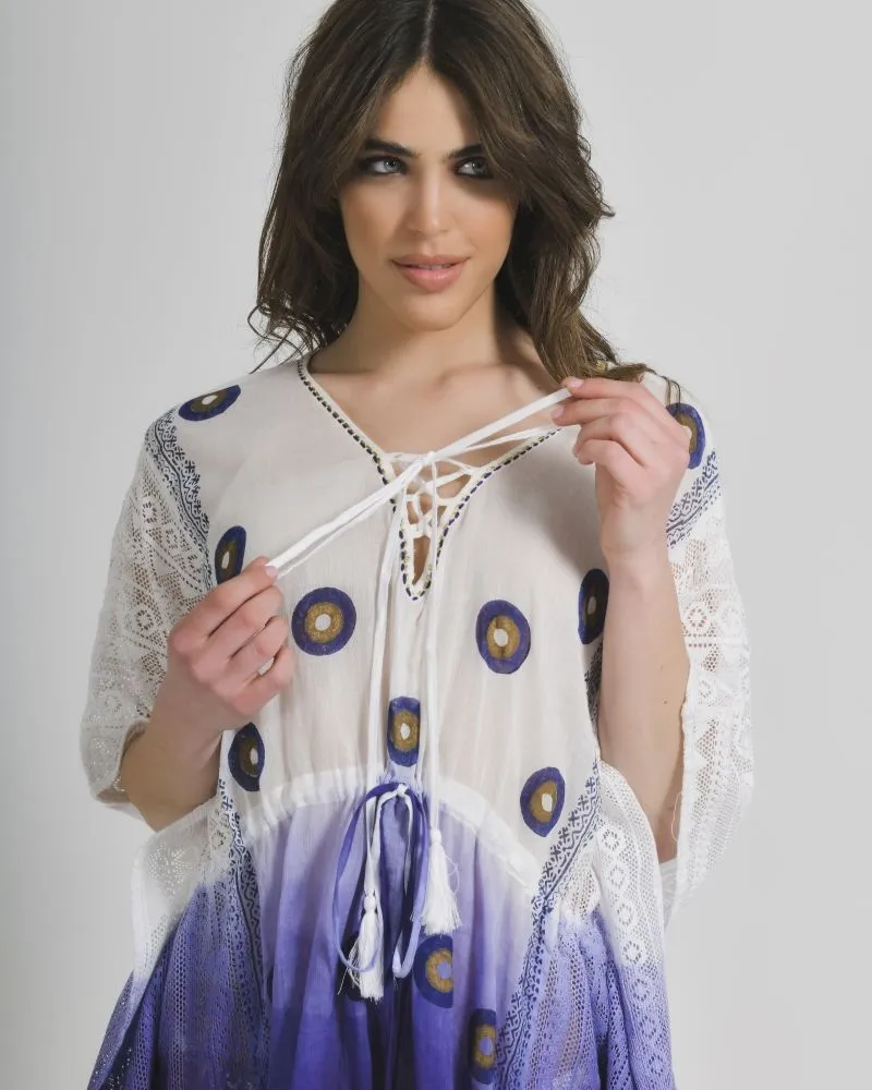 ΚΑΦΤΑΝΙ ΣΕ ΛΕΥΚΟ/ΜΠΛΕ ΧΡΩΜΑ ΟΜΠΡΕ ΜΕ ΜΑΤΙΑ ONE SIZE (100% COTTON)