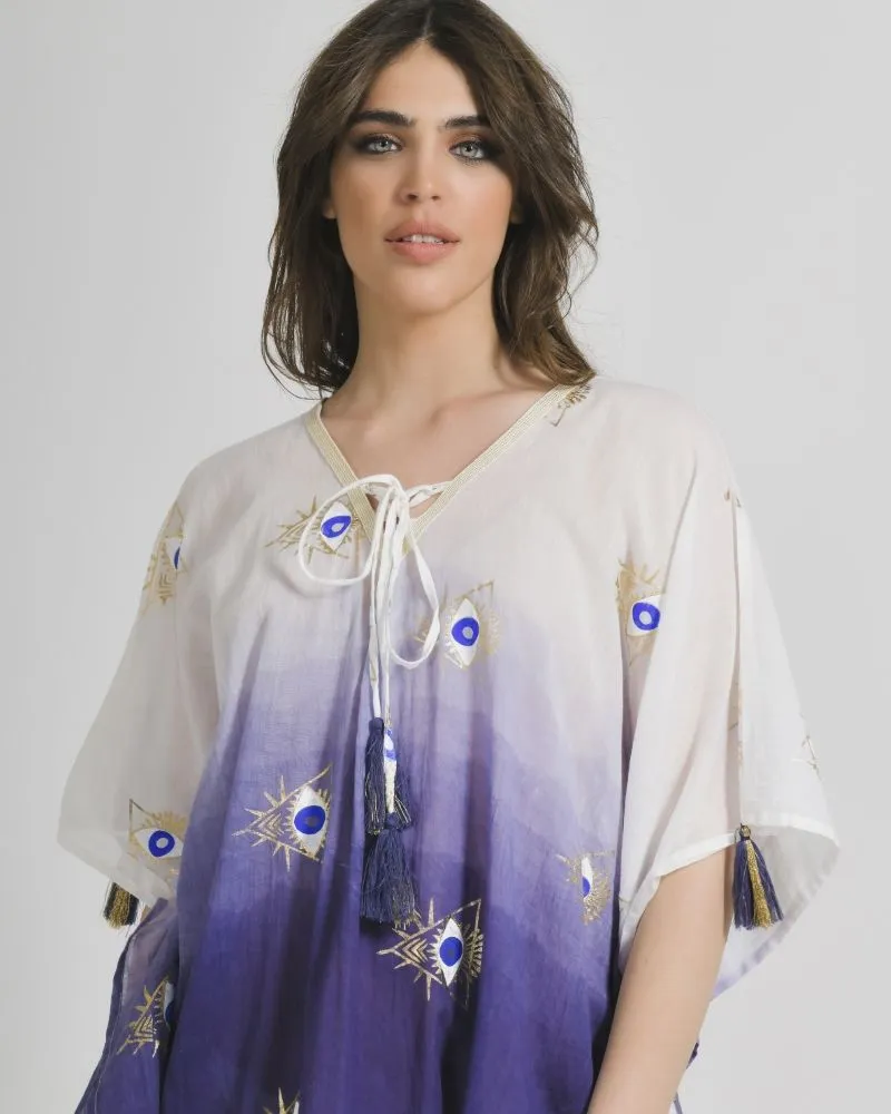 ΚΑΦΤΑΝΙ ΣΕ ΛΕΥΚΟ/ΜΠΛΕ ΧΡΩΜΑ ΟΜΠΡΕ ΜΕ ΜΑΤΙΑ ONE SIZE (100% COTTON)