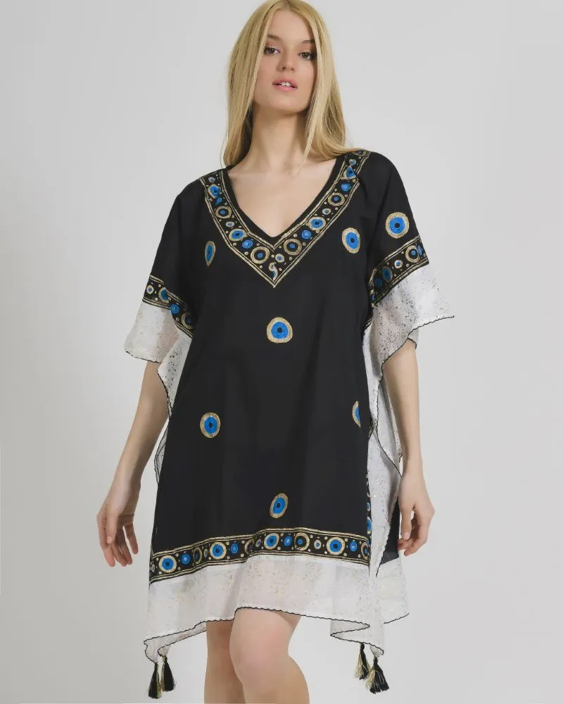 ΚΑΦΤΑΝΙ ΣΕ ΜΑΥΡΟ ΧΡΩΜΑ ΜΕ ΧΡΥΣΑ MΑΤΙΑ ONE SIZE (100% COTTON).