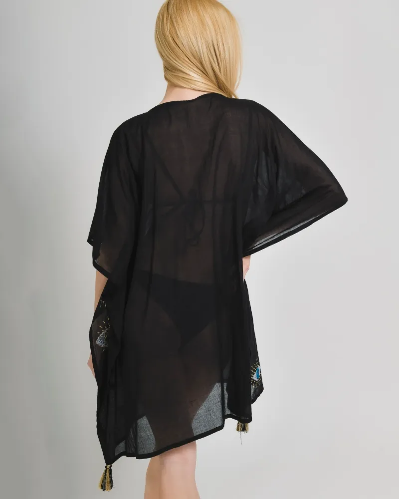 ΚΑΦΤΑΝΙ ΣΕ ΜΑΥΡΟ ΧΡΩΜΑ ΜΕ ΧΡΥΣΑ/ΛΕΥΚΑ MΑΤΙΑ ONE SIZE (100% COTTON). ΚΑΦΤΑΝΙ ΣΕ ΜΑΥΡΟ ΧΡΩΜΑ ΜΕ ΧΡΥΣΑ/ΛΕΥΚΑ MΑΤΙΑ ONE SIZE (100% COTTON).