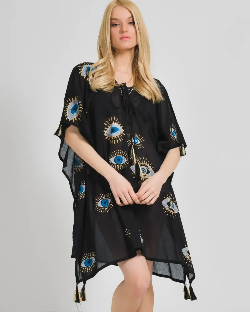 ΚΑΦΤΑΝΙ ΣΕ ΜΑΥΡΟ ΧΡΩΜΑ ΜΕ ΧΡΥΣΑ/ΛΕΥΚΑ MΑΤΙΑ ONE SIZE (100% COTTON). ΚΑΦΤΑΝΙ ΣΕ ΜΑΥΡΟ ΧΡΩΜΑ ΜΕ ΧΡΥΣΑ/ΛΕΥΚΑ MΑΤΙΑ ONE SIZE (100% COTTON).